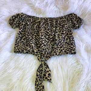 Leopard Print off-shoulder crop top